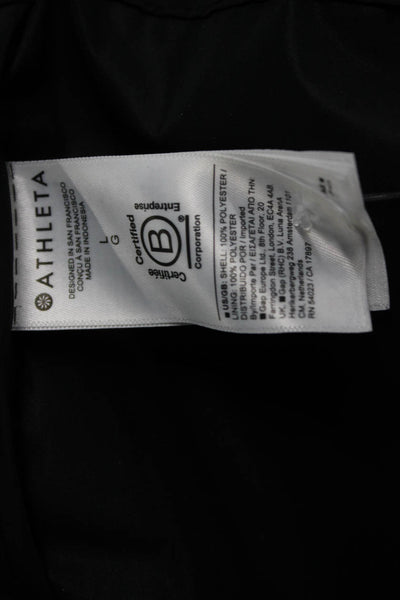 Athleta Womens Windbreaker Black Polyester Zip Long Sleeve Size L