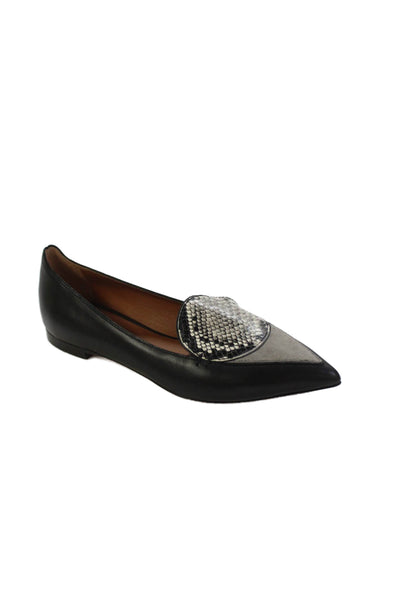 M Gemi Womens Leather Pointed Toe Ballet Flats Black Grey Size 40 9