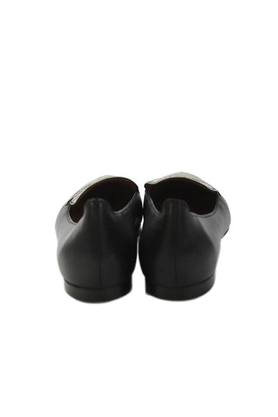 M Gemi Womens Leather Pointed Toe Ballet Flats Black Grey Size 40 9