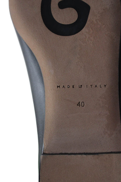 M Gemi Womens Leather Pointed Toe Ballet Flats Black Grey Size 40 9