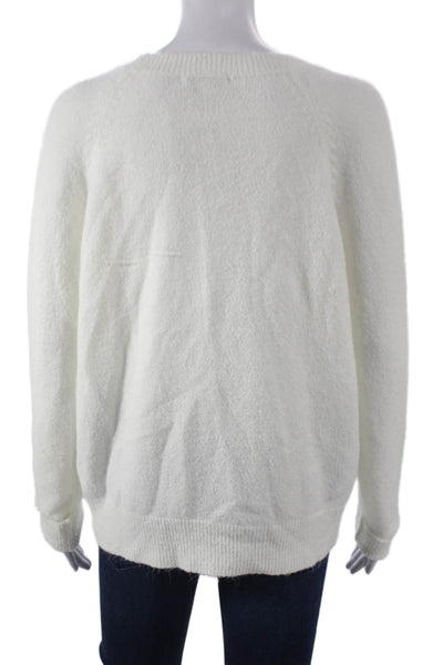 Z Supply Women Pullover Sweater White Crew Neck Long Sleeve Christmas Size S