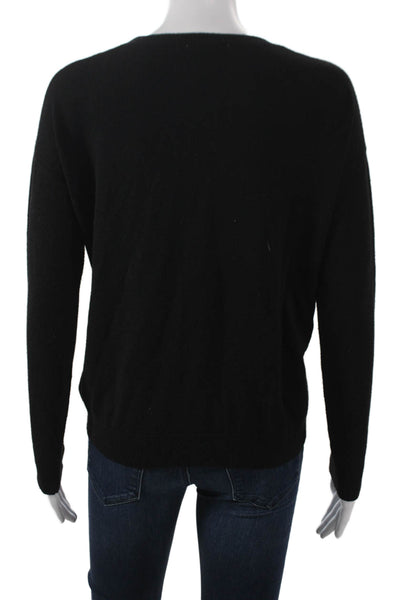 Splendid Women Pullover Sweater Black Viscose Crewneck Long Sleeve Heart Size S