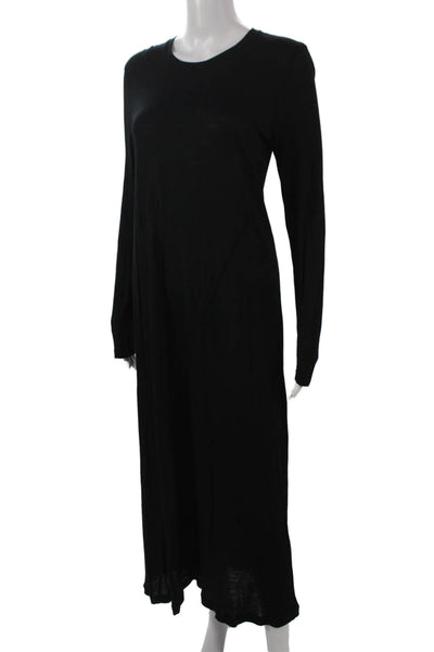 ATM Women Maxi Dress Black Long Sleeve Crew Neck Polyester Blend Size S