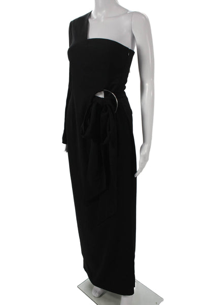 AQ/AQ Womens Maxi One Shoulder Long Sleeve Black Dress Size 4