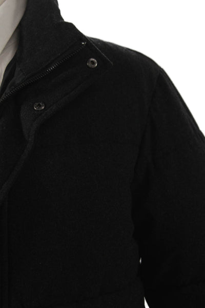 Zara Mens Puffer Jacket Gray Polyester Snap Solid Fall Size S