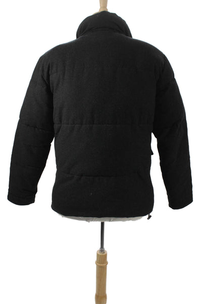 Zara Mens Puffer Jacket Gray Polyester Snap Solid Fall Size S