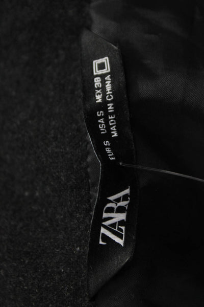 Zara Mens Puffer Jacket Gray Polyester Snap Solid Fall Size S