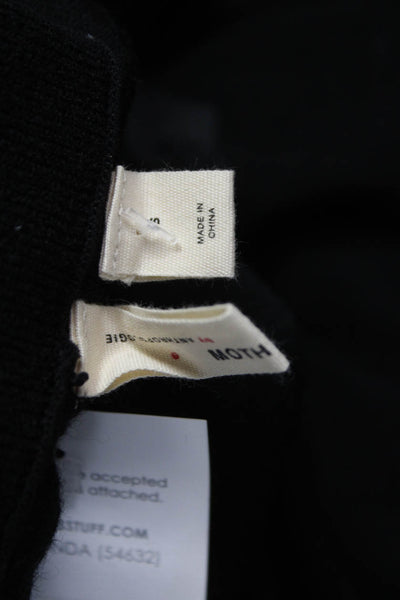 Moth Anthropologie Women Cropped Outfit Set Black Wool Blend Long Sleeve Size S