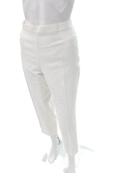 Akris Punto Women Cropped Pants White Zip Cotton Nylon Blend Size 10