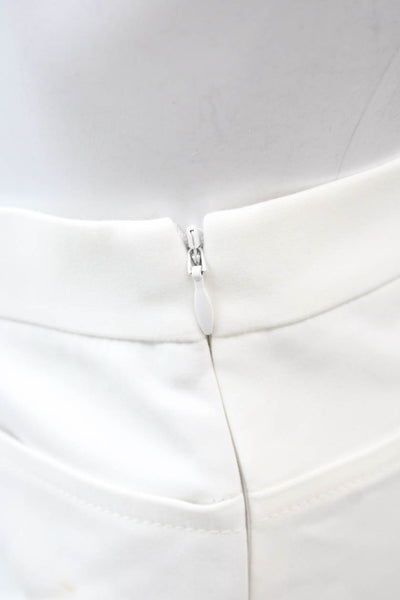 Akris Punto Women Cropped Pants White Zip Cotton Nylon Blend Size 10