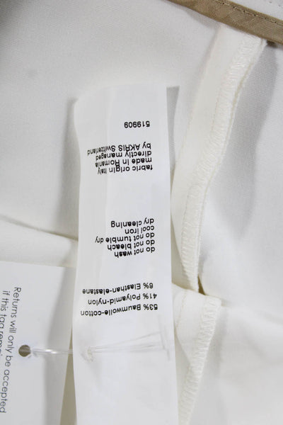 Akris Punto Women Cropped Pants White Zip Cotton Nylon Blend Size 10