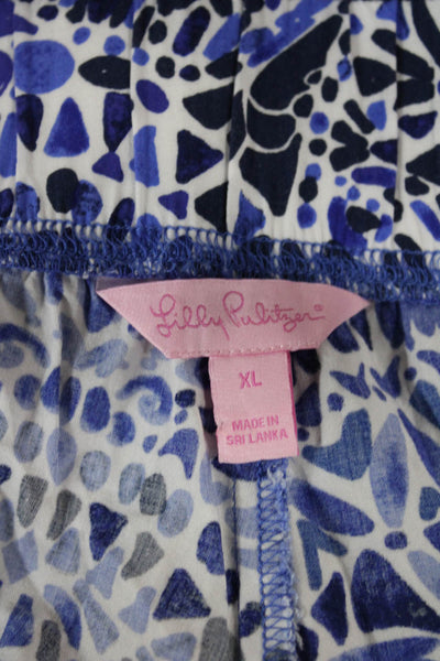 Lilly Pulitzer Women Cropped Pants Multicolor Geometric Rayon Pull On Size XL