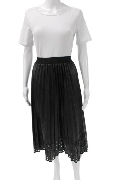 Le Superbe Womens Black Long Pleated Skirt 100% Polyurethane Size M