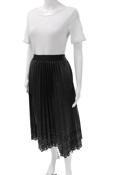 Le Superbe Womens Black Long Pleated Skirt 100% Polyurethane Size M