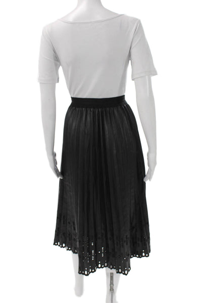 Le Superbe Womens Black Long Pleated Skirt 100% Polyurethane Size M