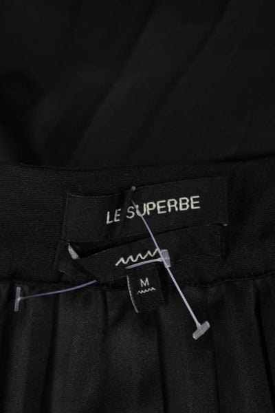 Le Superbe Womens Black Long Pleated Skirt 100% Polyurethane Size M