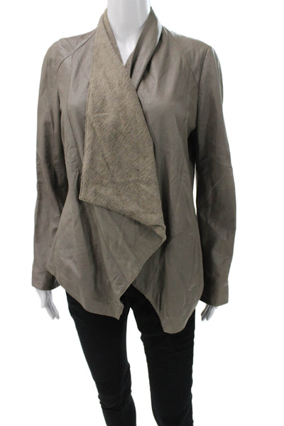 Vince Womens Gray Leather Basic Jacket Long Sleeve Size M