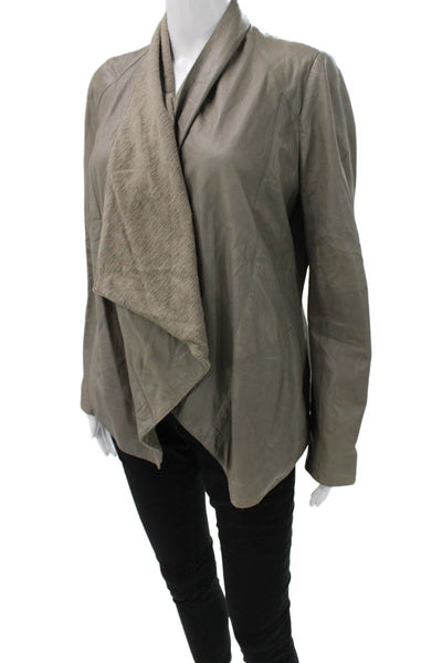 Vince Womens Gray Leather Basic Jacket Long Sleeve Size M