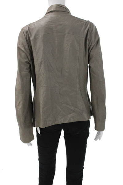Vince Womens Gray Leather Basic Jacket Long Sleeve Size M