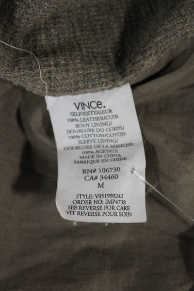 Vince Womens Gray Leather Basic Jacket Long Sleeve Size M