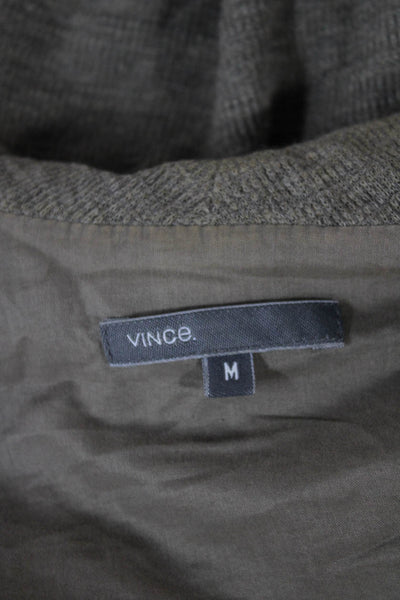 Vince Womens Gray Leather Basic Jacket Long Sleeve Size M