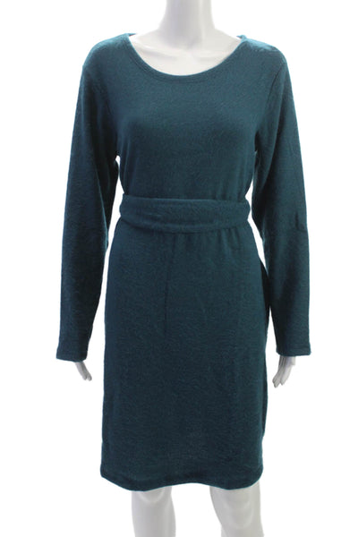 M Made In Italy Womens Sweater Dress Green Long Sleeve Round Neck Size L
