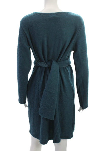 M Made In Italy Womens Sweater Dress Green Long Sleeve Round Neck Size L