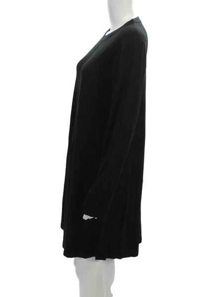 Repeat Women Sweater Dress Black 100% Merino Wool Crew Neck Long Sleeve Size M