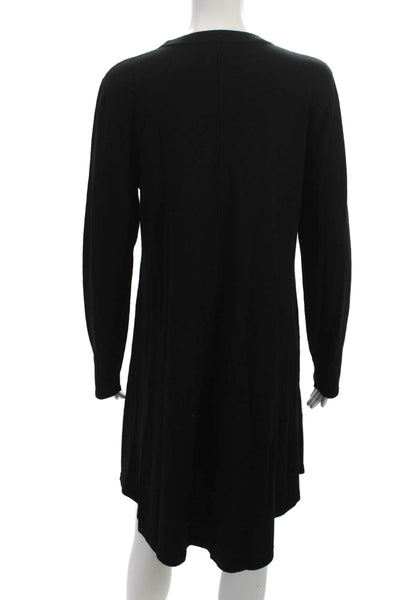 Repeat Women Sweater Dress Black 100% Merino Wool Crew Neck Long Sleeve Size M