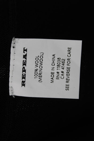 Repeat Women Sweater Dress Black 100% Merino Wool Crew Neck Long Sleeve Size M