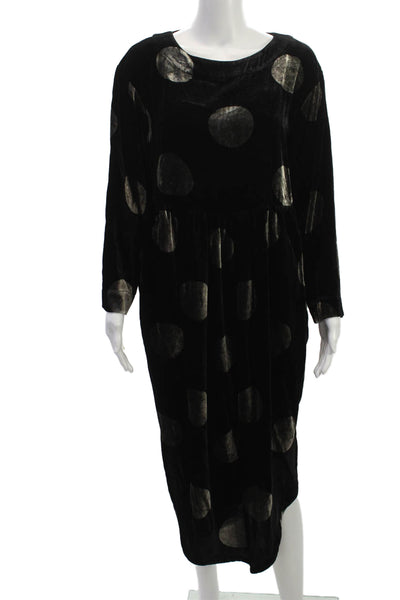 Bitte Kai Rand Women Shift Dress Polka Dot Black Long Sleeve Size S