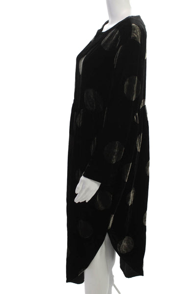 Bitte Kai Rand Women Shift Dress Polka Dot Black Long Sleeve Size S