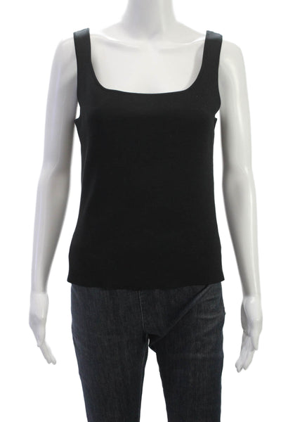 Dana Buchman Womens Sleeveless Square Neck Tank Black Viscose Blend Size M