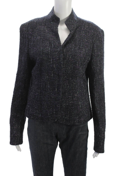 Lafayette 148 New York Women Multicolor Abstract Alpaca Basic Jacket Size 12