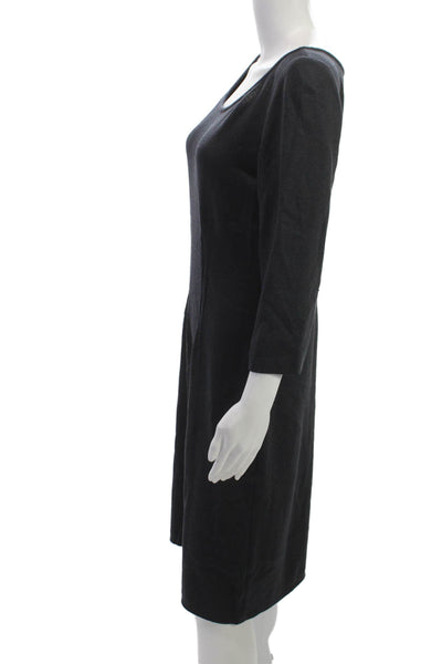 St. John Collection Women Sheath Dress Black Scoop Neck 3/4 Sleeve Size 8