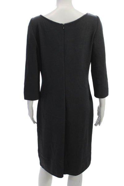 St. John Collection Women Sheath Dress Black Scoop Neck 3/4 Sleeve Size 8
