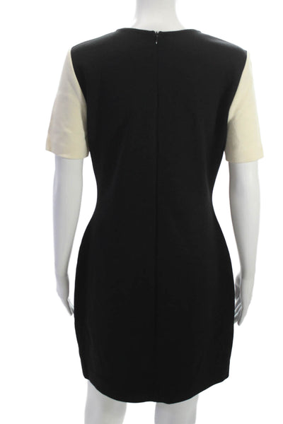 St. John Women Sheath Dress Multicolor Knit Short Sleeve Zip Knee Length Size 8
