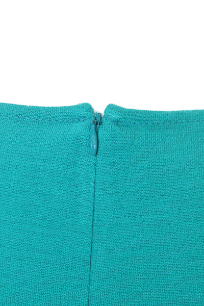 St. John Womens Sheath Dress Green Polyester Blend Short Sleeve Zip Size 10