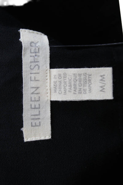 Eileen Fisher Women Ankle Pants Black Organic Cotton Zip Size M