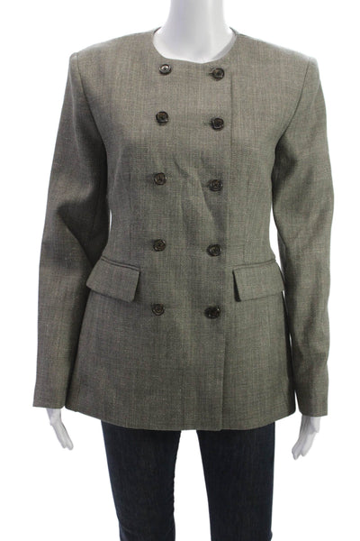 Argent Womens Basic Jacket Gray Button Front Size 2