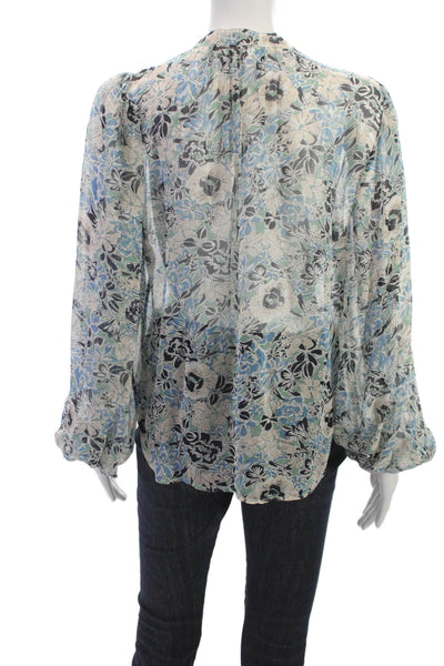 Veronica Beard Women Silk Floral Collared Long Sleeve Button-Up Basic Size 4
