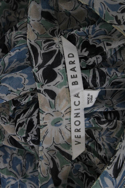 Veronica Beard Women Silk Floral Collared Long Sleeve Button-Up Basic Size 4