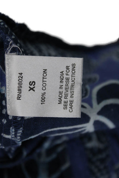 Love The Label Women Floral High Neck Button Cotton Blouse Long Sleeve Size XS