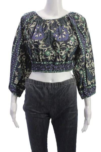 Cara Cara Women Cropped Floral Blouse Longsleeve Multicolor Size XS