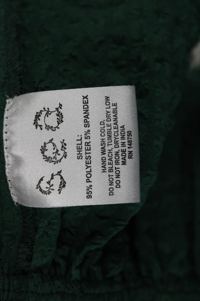 Sea New York Women Cropped Green V-Neck Cap Sleeve Blouse Size XS