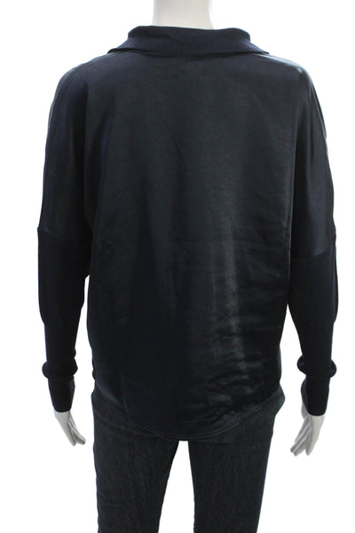 Melissa Nepton Women Basic Collared Long Sleeve Blue Blouse Pullover Size XS