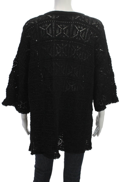 Zara Women Tunic Black Geometric Round Neck 3/4 Sleeve Pullover Size S