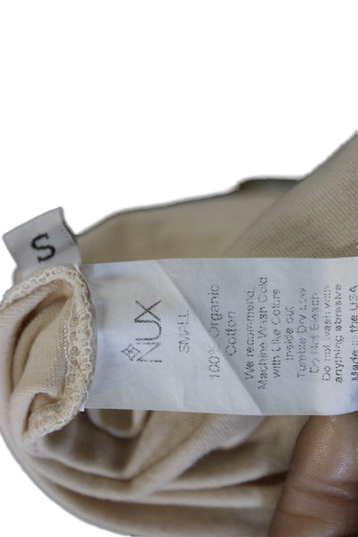 Nux Women Basic Sleeveless Tank Ivory Crew Neck 100% Organic Cotton Size S