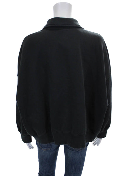 Nike Women Black Cotton Blend Pullover Sweatshirt Long Sleeve Collared Size 2XL