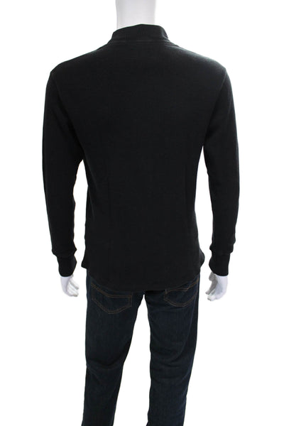 New Balance Mens Thermal T-Shirt Black 100% Cotton Mock Neck Long Sleeve Size M